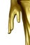 Gold Buddha hand white backgroundclipping path. Sculpture statue at enlightenment with dharma antique of buddhism Asia,