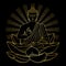 Gold Buddha sitting on Lotus with beam of light