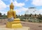 Gold buddha statue and buddhist stupa, or temple