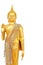 Gold Buddha statue isolated left side