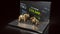 The gold bull and bear on notebook for business concept 3d rendering