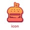 Gold Burger icon isolated on white background. Hamburger icon. Cheeseburger sandwich sign. Fast food menu. Vector