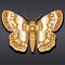 gold butterfly brooch pendant in precious stones. Beautiful decoration with reflection