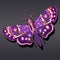 gold butterfly brooch pendant in precious stones. Beautiful decoration with reflection