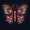 A gold butterfly with colorful jewels on its wings. Generative AI image.