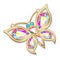 gold butterfly in gems. Beautiful decoration. Isolated o