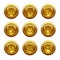 Gold button web icons, set 10