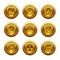 Gold button web icons, set 15