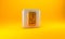 Gold Buying drugs online on mobile phone icon isolated on yellow background. Online buying symbol. Silver square button