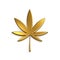 Gold Cannabis Leaf on White Background. 3D Render Illustration