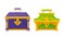 Gold Casket or Jewelry Box as Decorated Small Container Vector Set