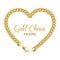 Gold chain heart love border frame. Wreath shape. Jewelry design.