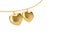 Gold chain with hearts on white background.3D illustration.