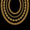 Gold Chain Jewelry on Black Background. Vector Illustration