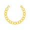 Gold chain necklace or bracelet, jewelry related icon, flat design