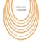 Gold chains necklace abstract background. Jewelry trendy template. Decorative design elements. Can be used for clothes