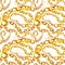 Gold chains seamless pattern. jewelry background.