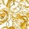 Gold chains seamless pattern. luxury illustration. golden love design. luxury jewelry.