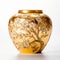 Gold Cherry Blossom Vase On White Background