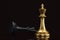 Gold chess king and black king on black background 3D illustration