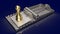 Gold chess on trap for business  concept 3d rendering