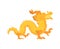 Gold Chinese dragon pixel art. Golden japanese mythical monster. National folk beast. vector illustration