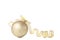 Gold Christmas ball with ribbon on white background