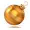 Gold Christmas ball shiny decor yellow. Happy New Year bauble
