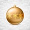 Gold Christmas ball with snowflackes