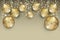 Gold Christmas balls, greeting card templates blank