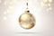 gold christmas glass ball hanging on white background