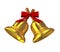 Gold christmas handbell over white