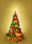 Gold Christmas present tree Illustration