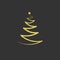 Gold Christmas tree with a star. golden glitter. icon, symbol, e