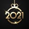 Gold christmas tree toy with 2021 sign