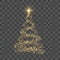 Gold Christmas tree on transparent background Happy New Year Vector illustration