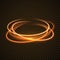 Gold circle light effect background. Swirl glow magic line trail. Light effect motion