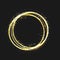 Gold circle light effect with round glowing elements, particles and stars on dark background. Shiny glamour sparkle