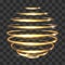 Gold circle light tracing effect, glowing magic 3d sphere on transparent background