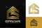 Gold City Building with Initial Letter C S, Golden Real Estate Apartment with CS Monogram luxury elegant logo design