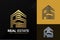 Gold City Building with Initial Letter R S, Golden Real Estate Apartment with RS Monogram luxury elegant logo design