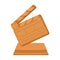 Gold clapperboard on stand.Award for best Director.Movie awards single icon in cartoon style vector symbol stock