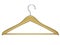 Gold cloth hanger on white background