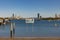 Gold Coast, Queensland Australia - 20 June 2023 : View of the Surfers Paradise skyline from the Southport Spit with sign