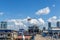 Gold Coast, Queensland, Australia - August 6 2019: Small tourist helicopter takes off from helipad for senic flights across the