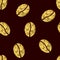 Gold coffee beans seamless pattern