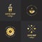 Gold coffee shop vintage hipster logo vector set. Part one.