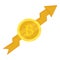 Gold coin bitcoin. Course going up. Crypto currency. Graphic growth bitcoin. Mining of electronic currency. Vector icon