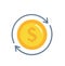 Gold Coin Cashback icon sign