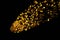 Gold coin comet falling down, used for decrease bearish market or jackpot target, 3D rendering